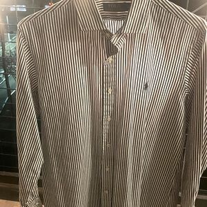 A Ralph Lauren white and charcoal striped polo